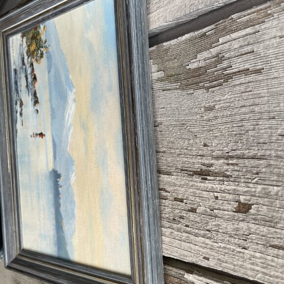 Lake Taupo New Zealand Fisherman Lake Mountains Original Oil Canvas A Christe - Picture 5 of 8